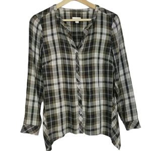 Tartan Plaid Blouse Shark Bite Hem